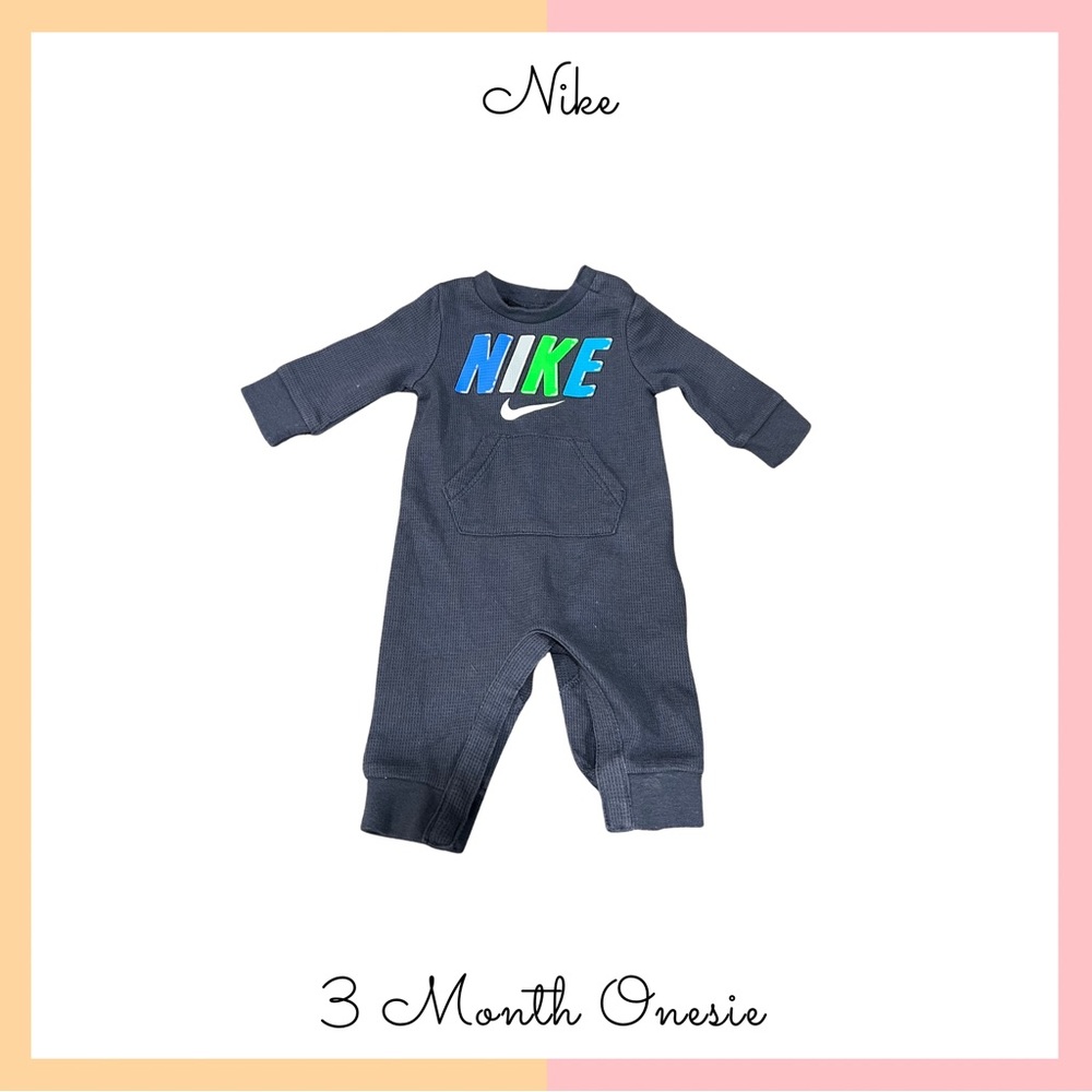 Nike Baby Boys One Piece in Dark Gray with Colorful Logo (3 Month)